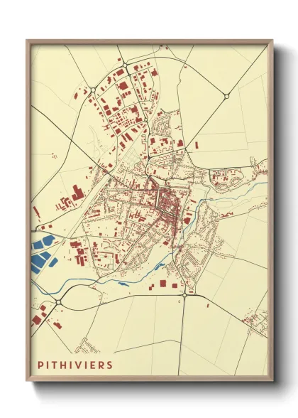 Une affiche de carte sur Pithiviers