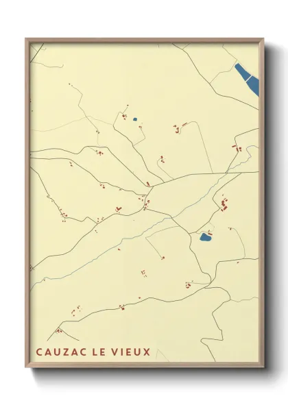 Une affiche de carte sur Cauzac le Vieux