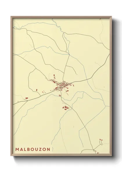 Une affiche de carte sur Malbouzon