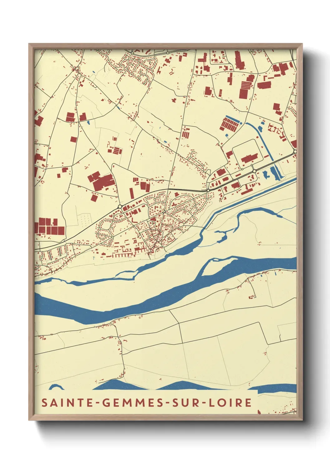 Un poster carte Sainte-Gemmes-sur-Loire