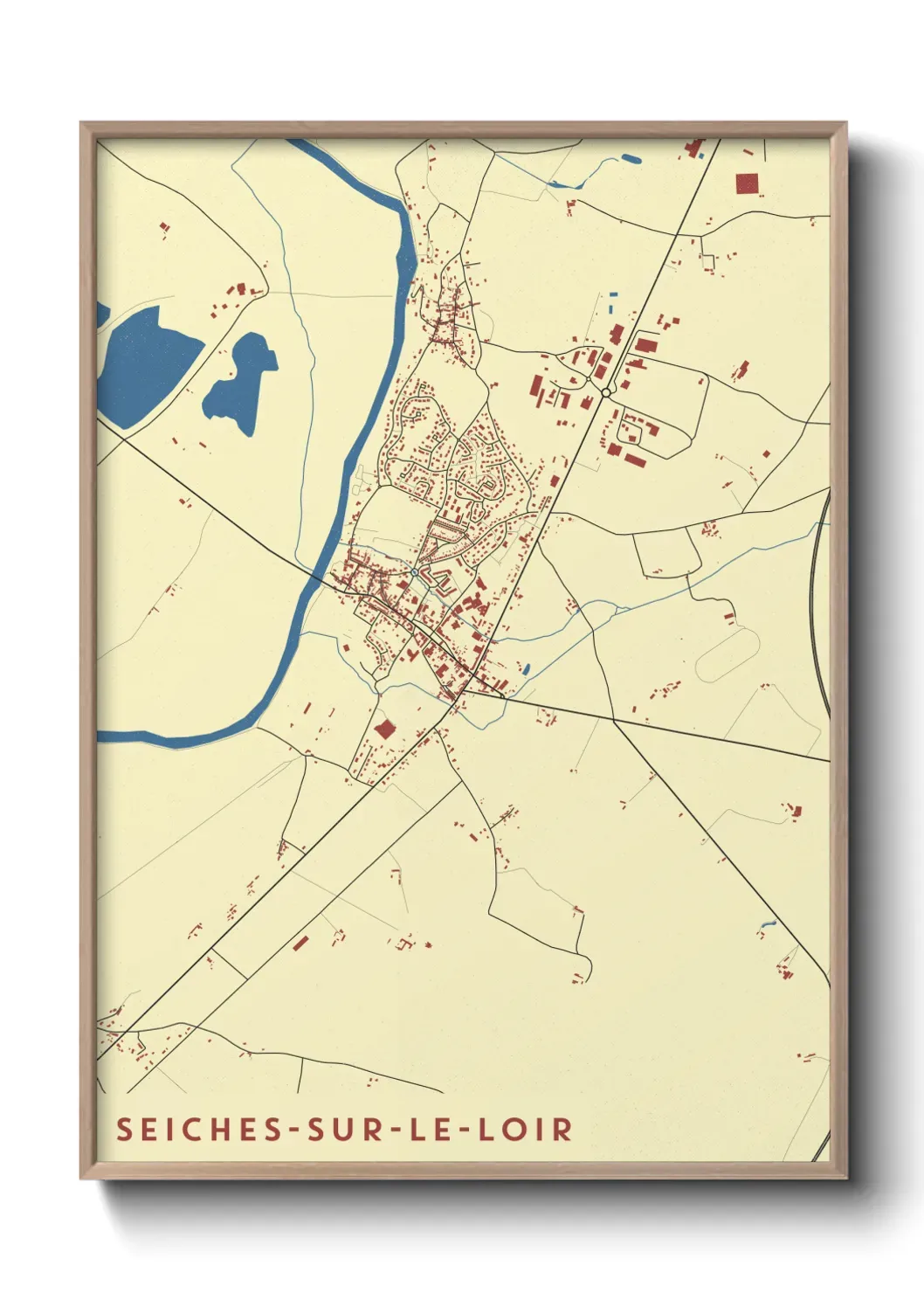 Un poster carte Seiches-sur-le-Loir