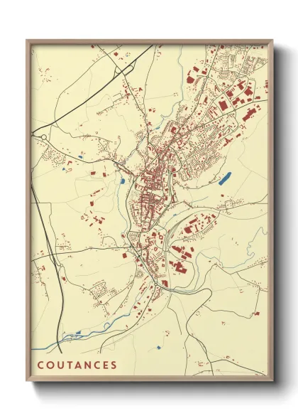 Une affiche de carte sur Coutances
