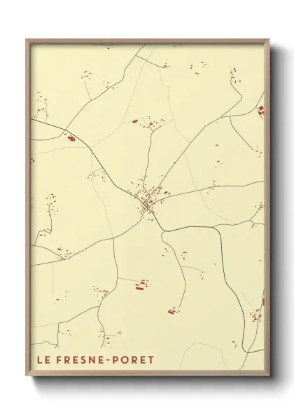 Une affiche de carte sur Le Fresne-Poret