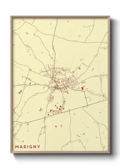 Une affiche de carte sur Marigny