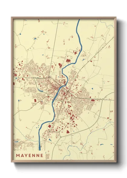 Une affiche de carte sur Mayenne