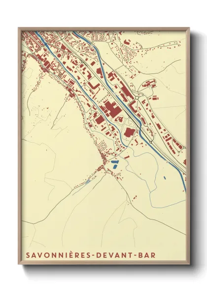 Une affiche de carte sur Savonnières-devant-Bar