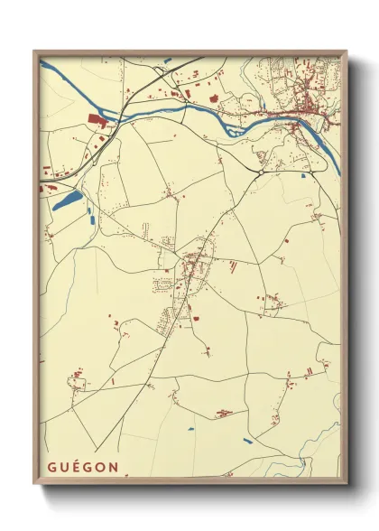Une affiche de carte sur Guégon