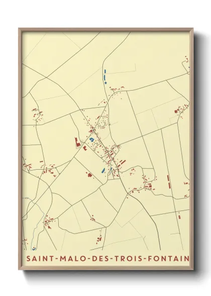 Une affiche de carte sur Saint-Malo-des-Trois-Fontaines