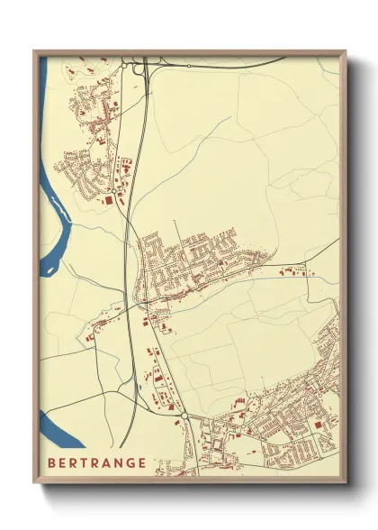 Une affiche de carte sur Bertrange