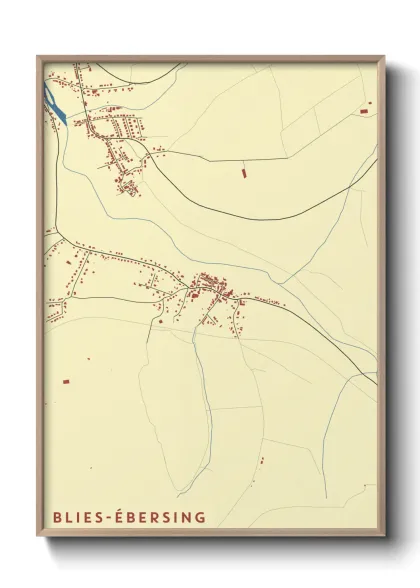 Une affiche de carte sur Blies-Ébersing