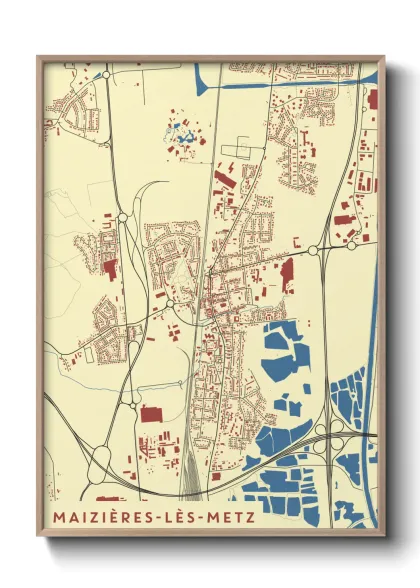 Une affiche de carte sur Maizières-lès-Metz