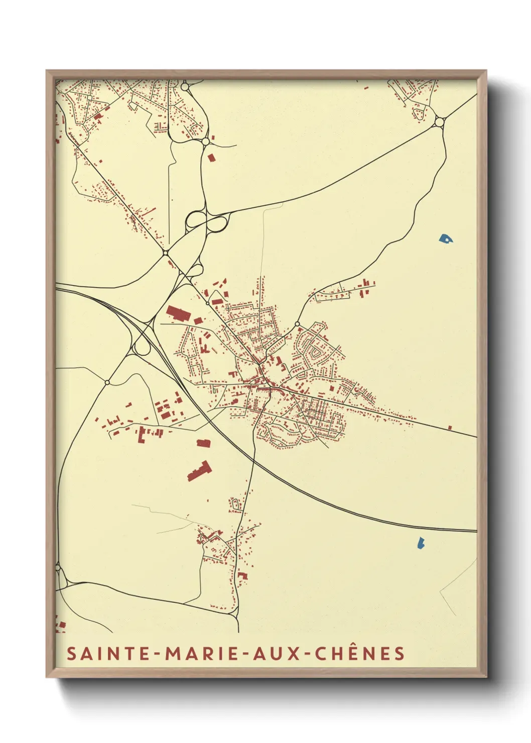 Un poster carte Sainte-Marie-aux-Chênes