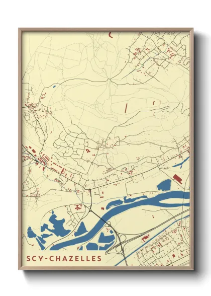 Une affiche de carte sur Scy-Chazelles
