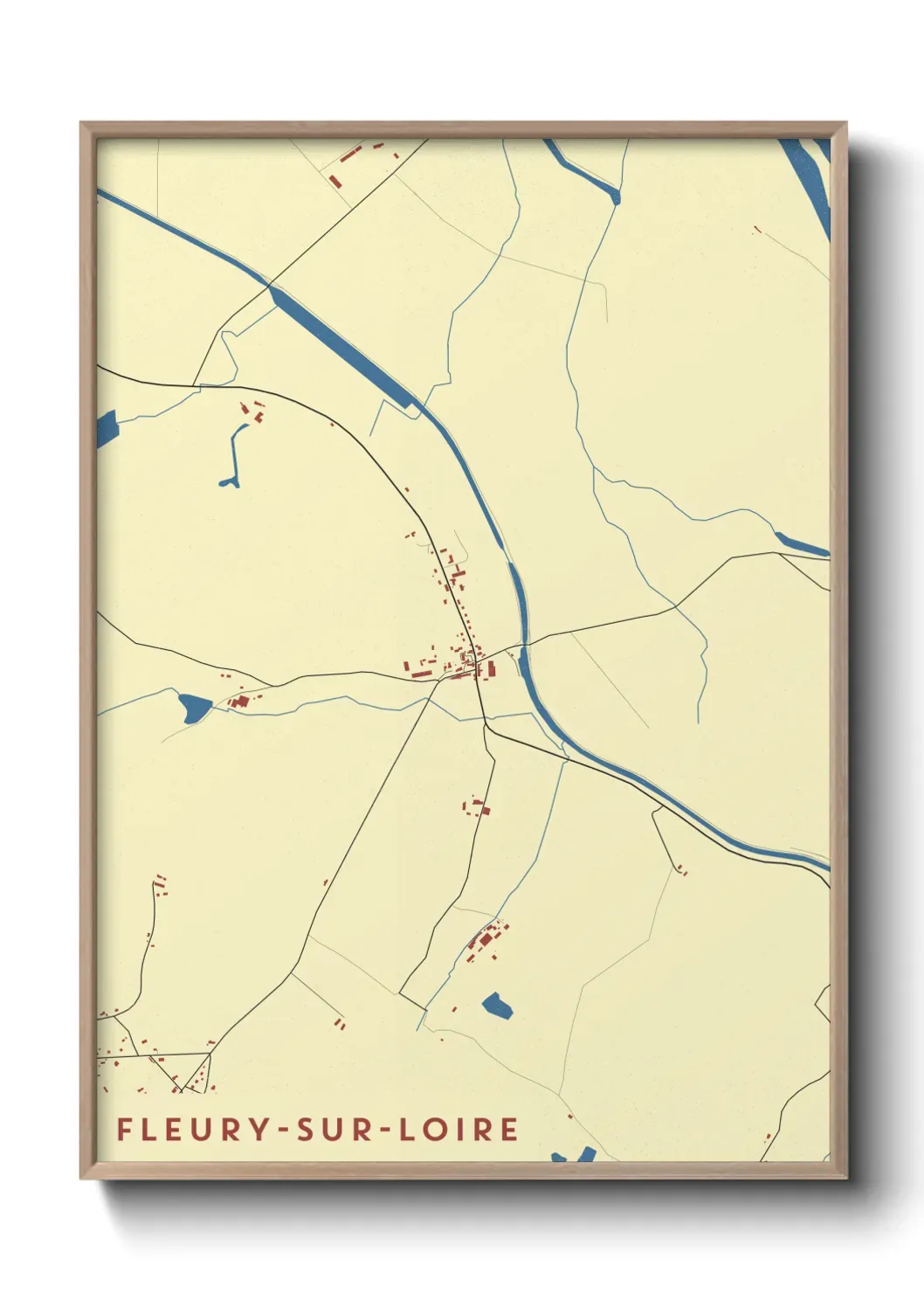 Un poster carte Fleury-sur-Loire