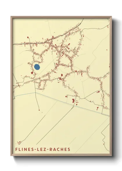 Une affiche de carte sur Flines-lez-Raches