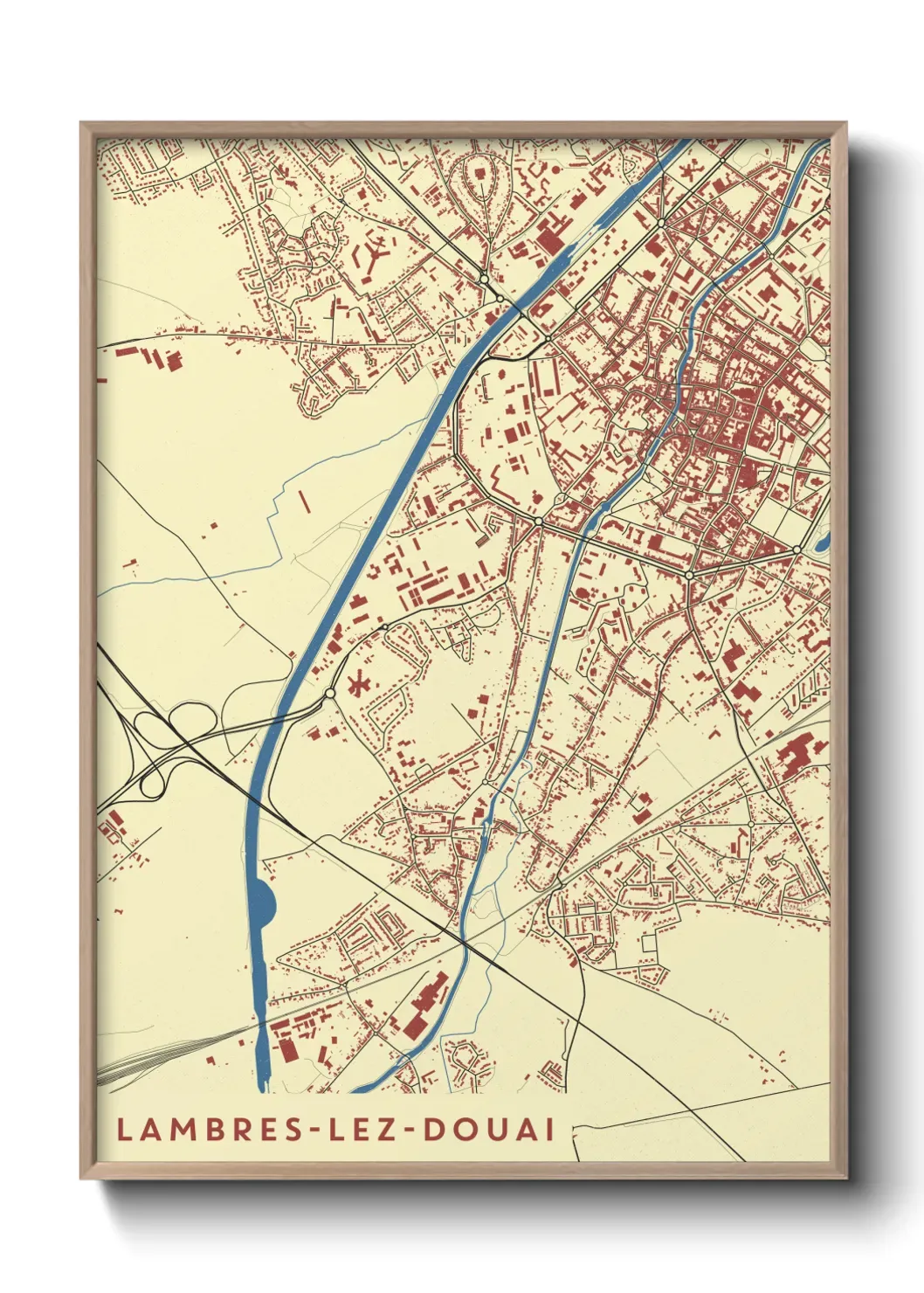 Un poster carte Lambres-lez-Douai