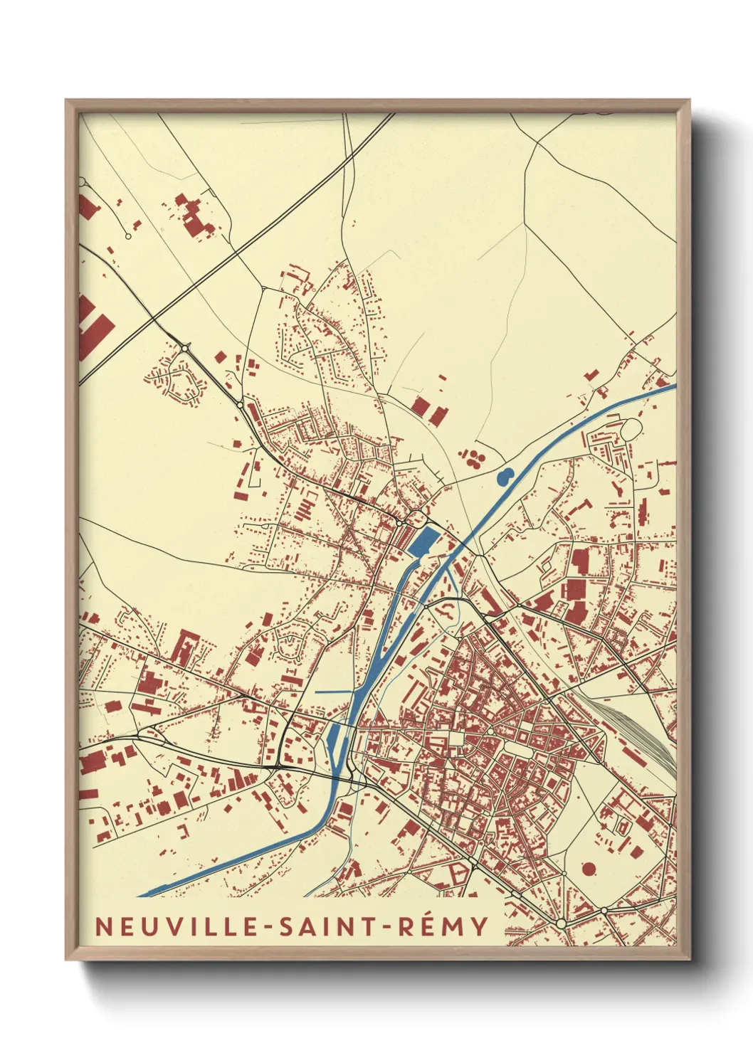 Un poster carte Neuville-Saint-Rémy