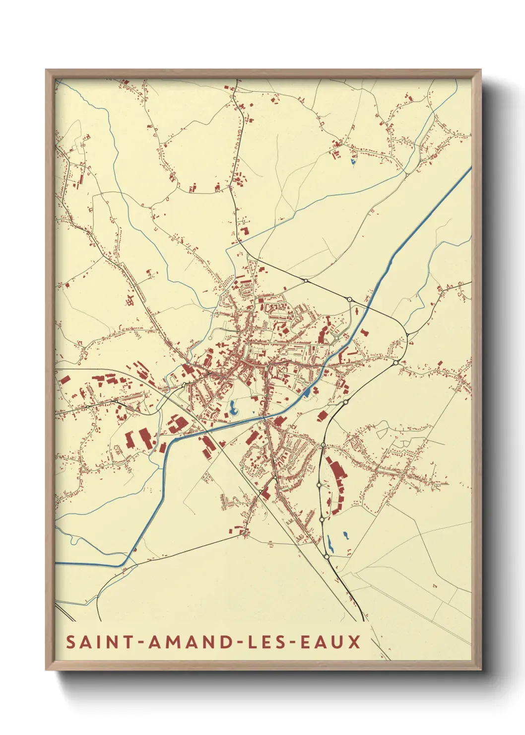 Un poster carte Saint-Amand-les-Eaux