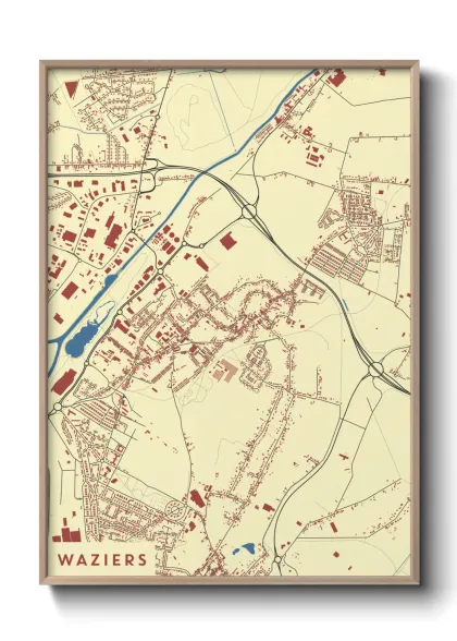 Une affiche de carte sur Waziers