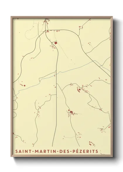 Une affiche de carte sur Saint-Martin-des-Pézerits