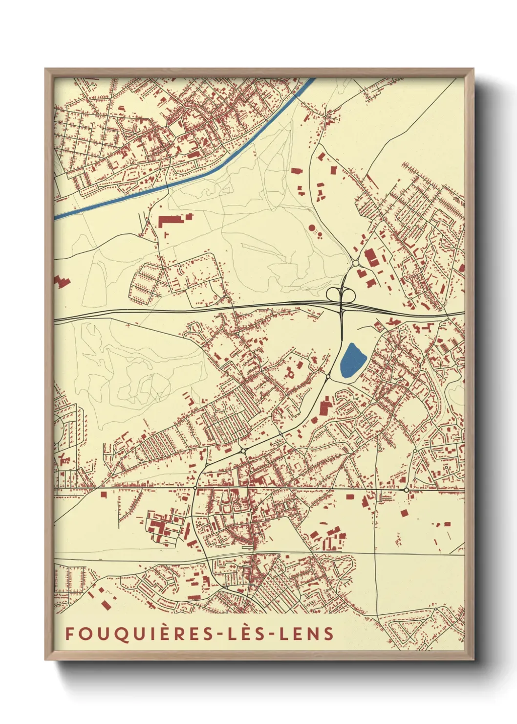 Un poster carte Fouquières-lès-Lens
