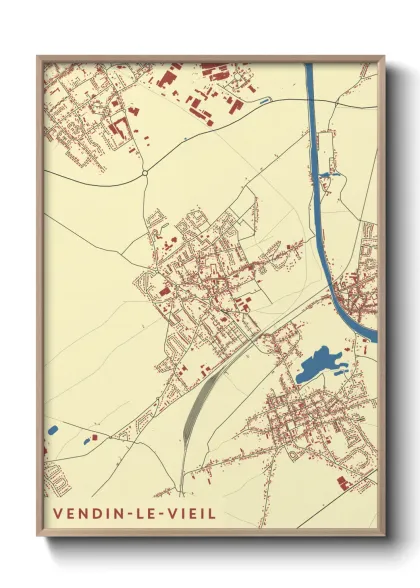 Une affiche de carte sur Vendin-le-Vieil