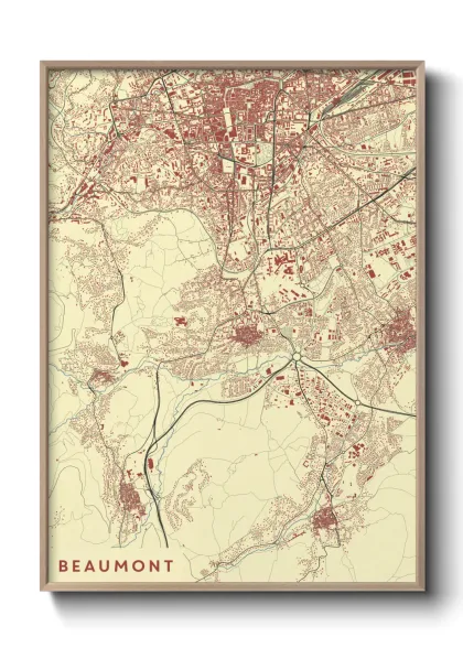Une affiche de carte sur Beaumont
