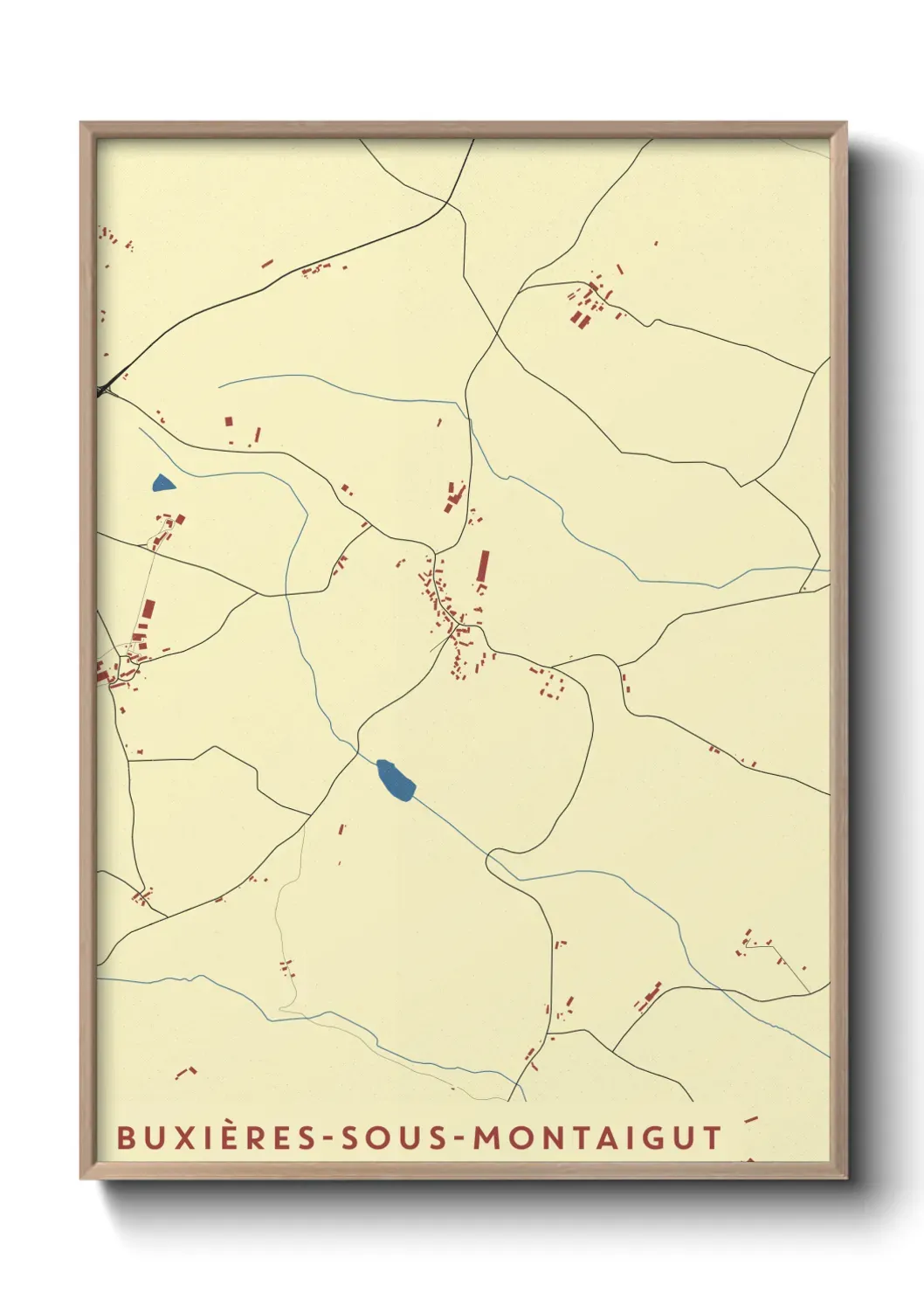 Un poster carte Buxières-sous-Montaigut