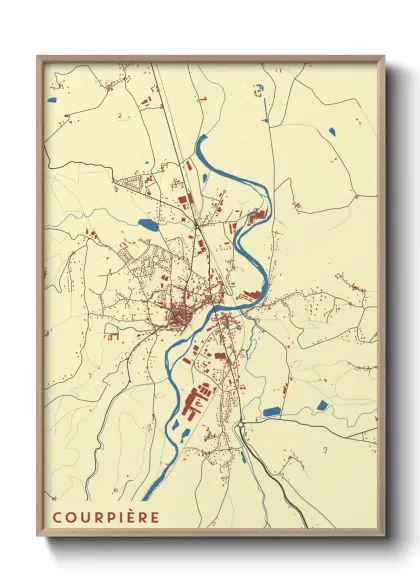 Une affiche de carte sur Courpière