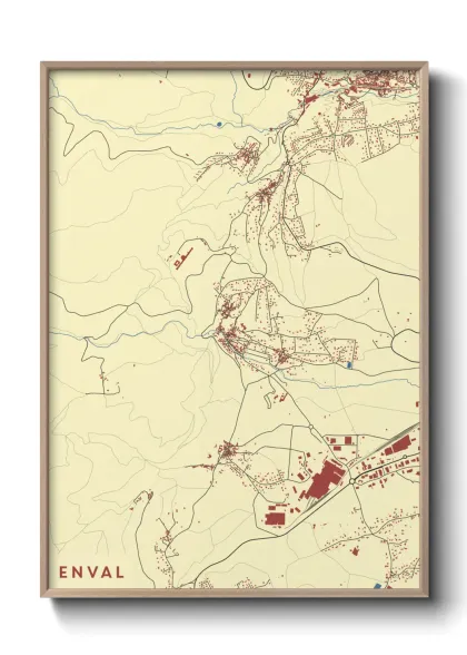 Une affiche de carte sur Enval
