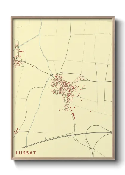 Une affiche de carte sur Lussat