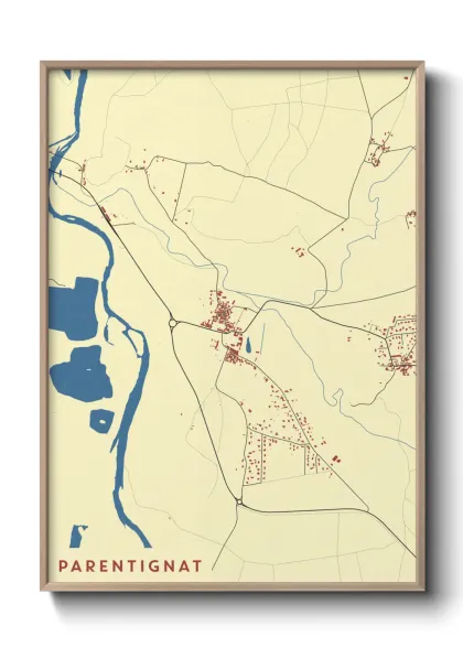 Une affiche de carte sur Parentignat