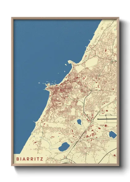 Une affiche de carte sur Biarritz