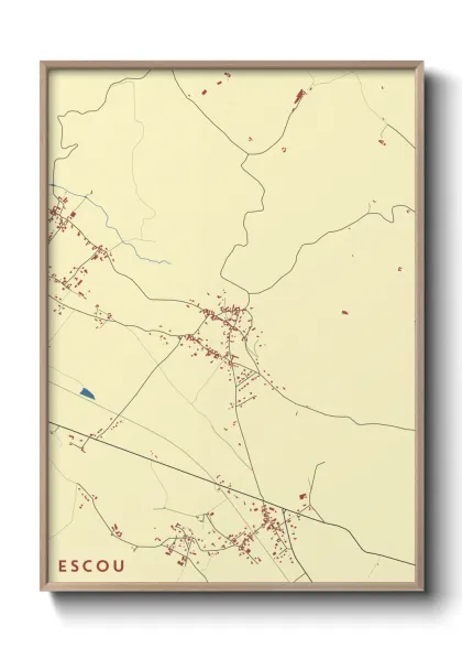 Une affiche de carte sur Escou
