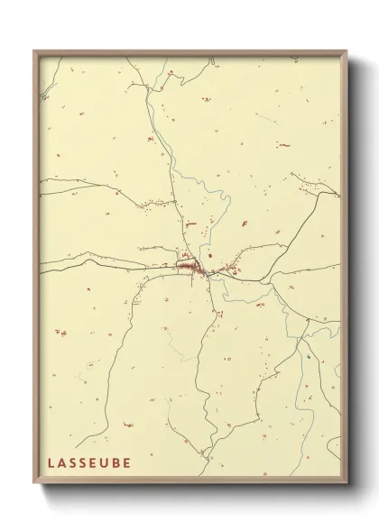 Une affiche de carte sur Lasseube