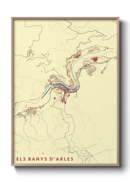 Une affiche de carte sur els Banys d'Arles
