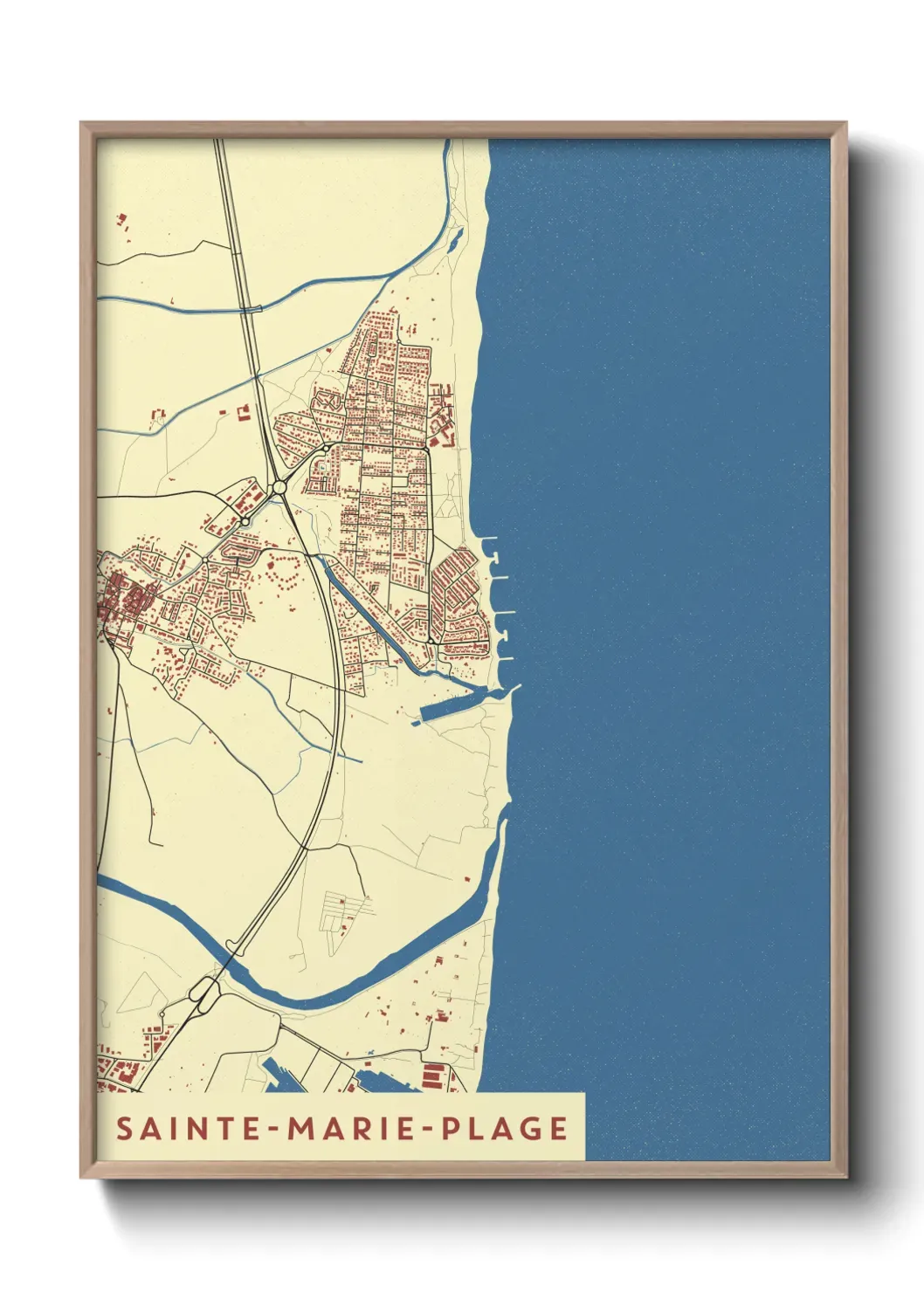 Un poster carte Sainte-Marie-Plage