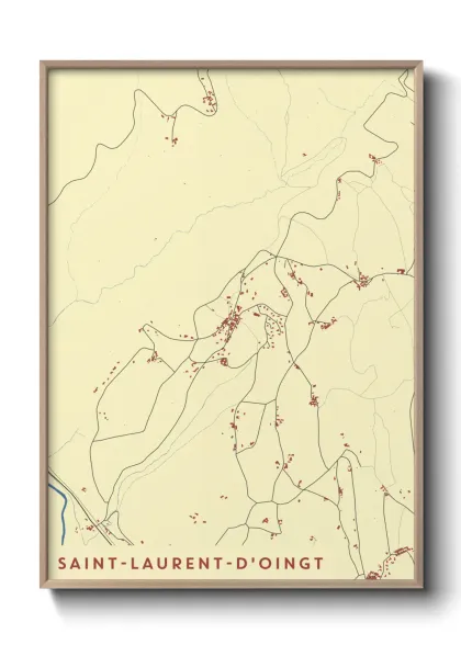 Une affiche de carte sur Saint-Laurent-d'Oingt