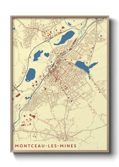 Une affiche de carte sur Montceau-les-Mines