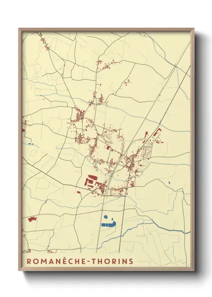 Une affiche de carte sur Romanèche-Thorins