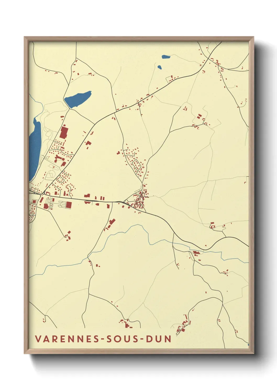 Un poster carte Varennes-sous-Dun