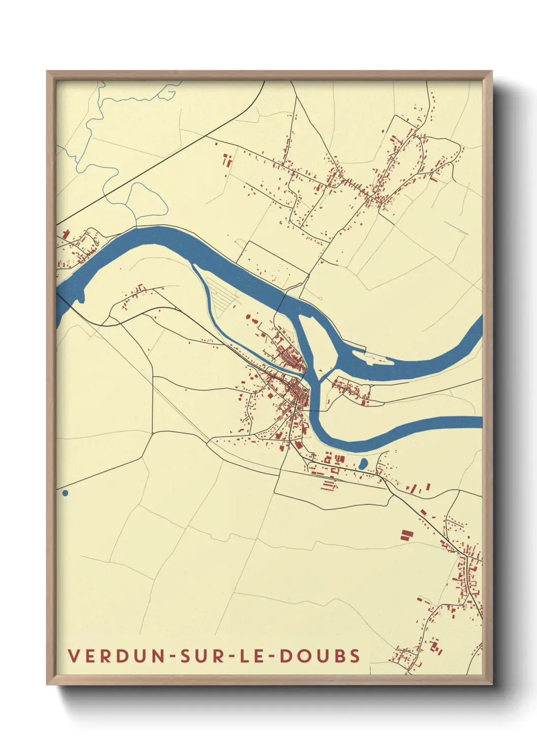 Un poster carte Verdun-sur-le-Doubs