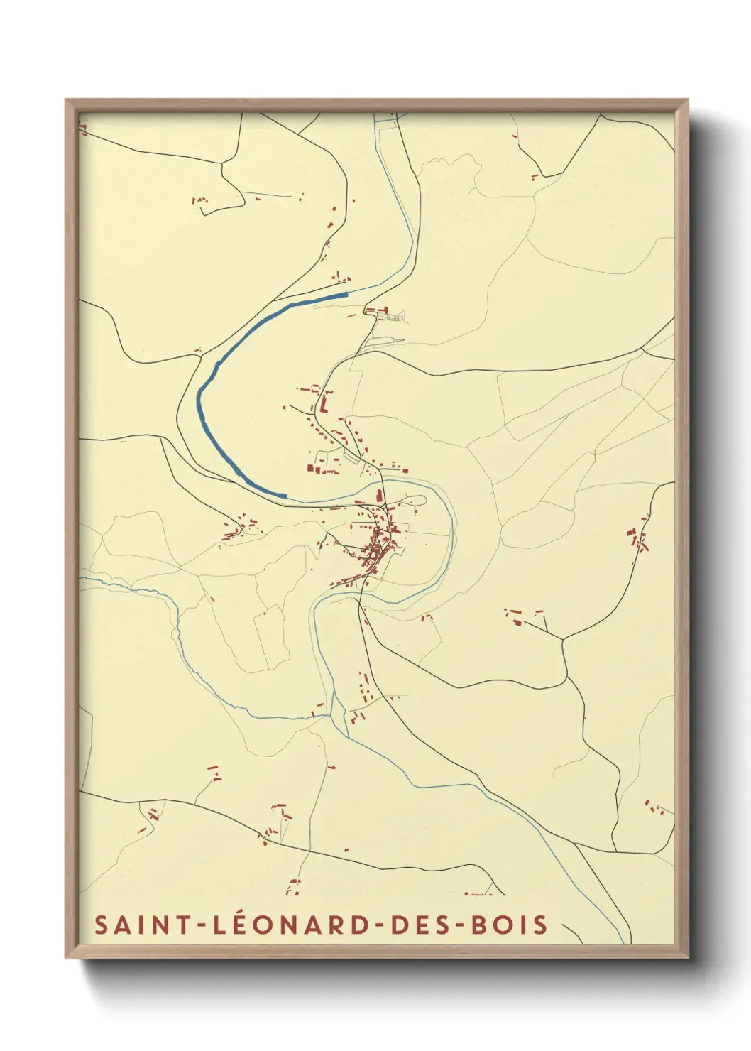 Un poster carte Saint-Léonard-des-Bois