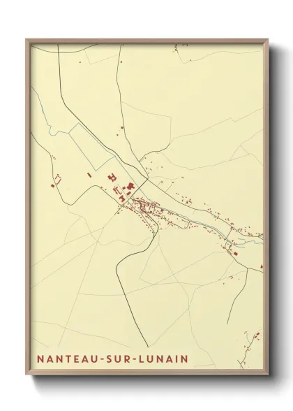 Une affiche de carte sur Nanteau-sur-Lunain