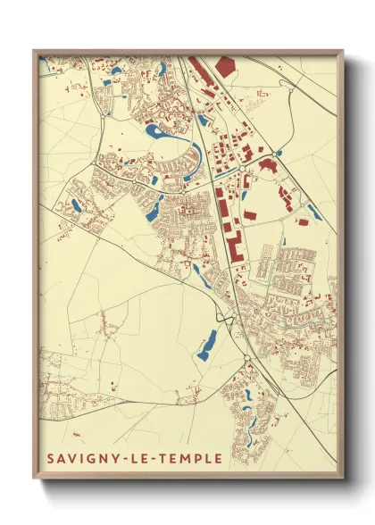 Une affiche de carte sur Savigny-le-Temple