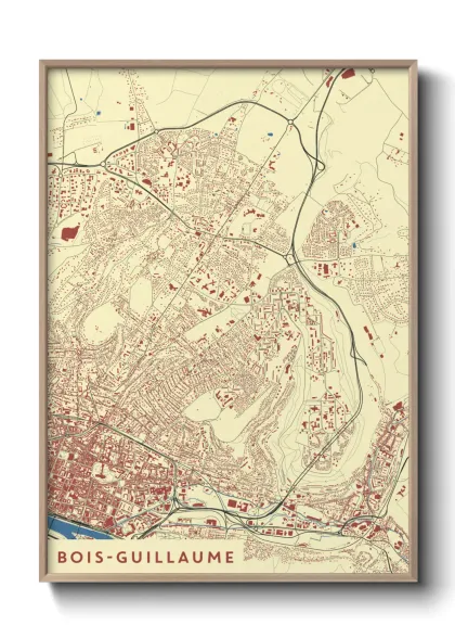 Une affiche de carte sur Bois-Guillaume