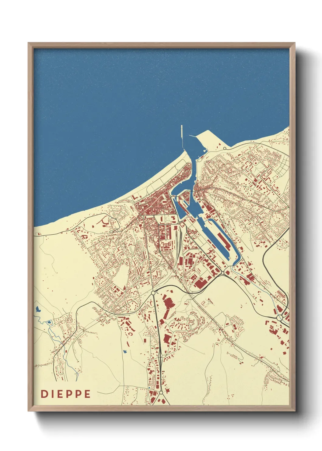 Un poster carte Dieppe