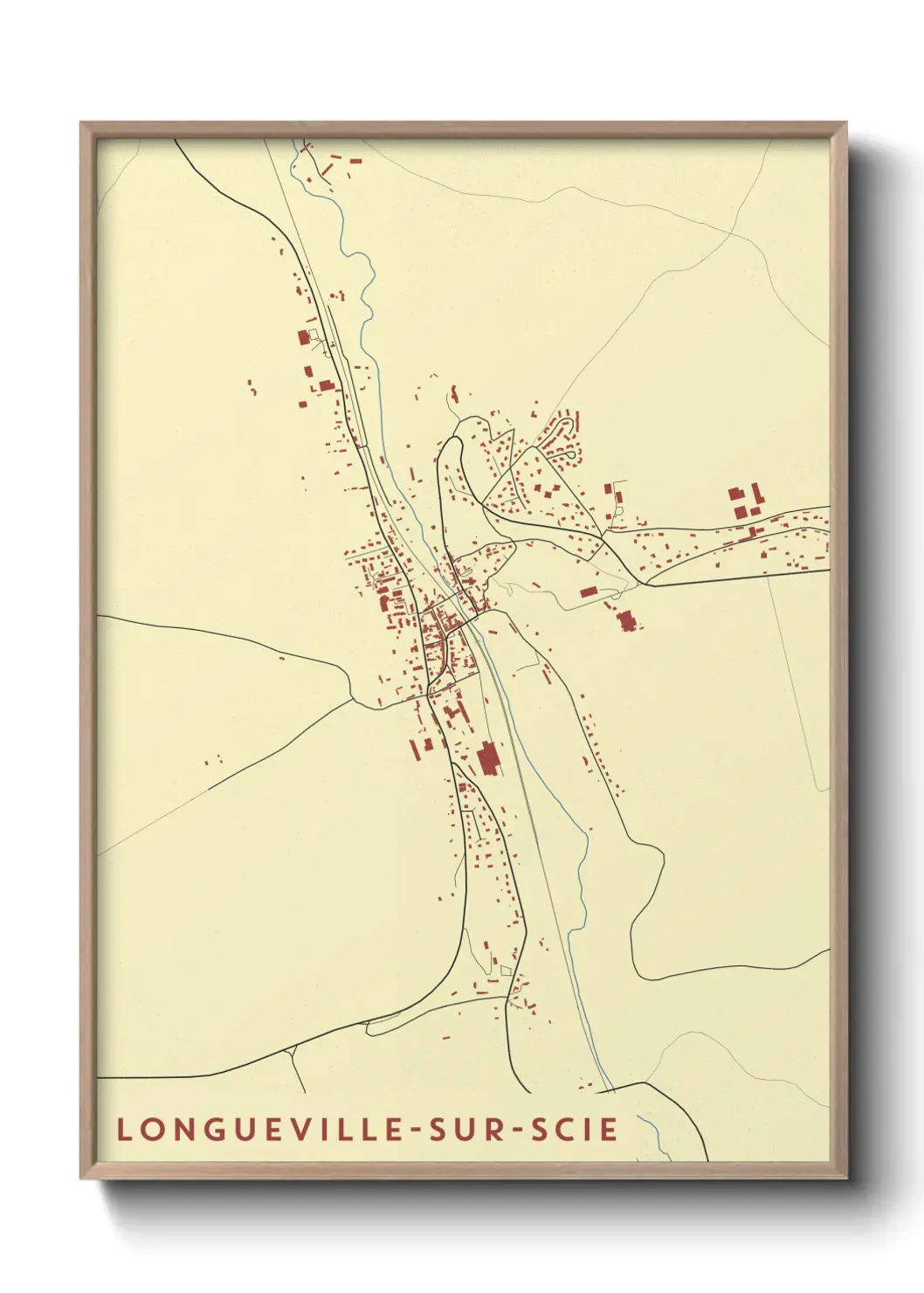Un poster carte Longueville-sur-Scie