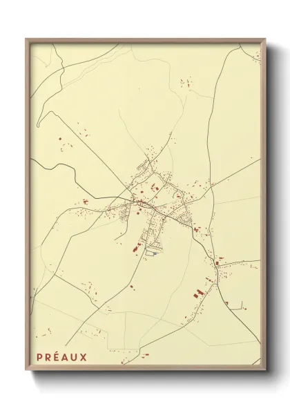 Une affiche de carte sur Préaux