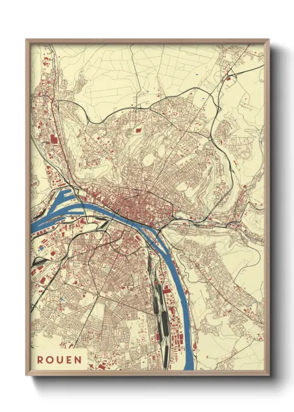 Une affiche de carte sur Rouen